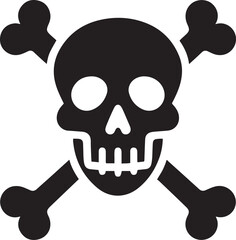 Crossbones and skull death flat vector icon for danger or warning on white background. Roger symbol for apps and games