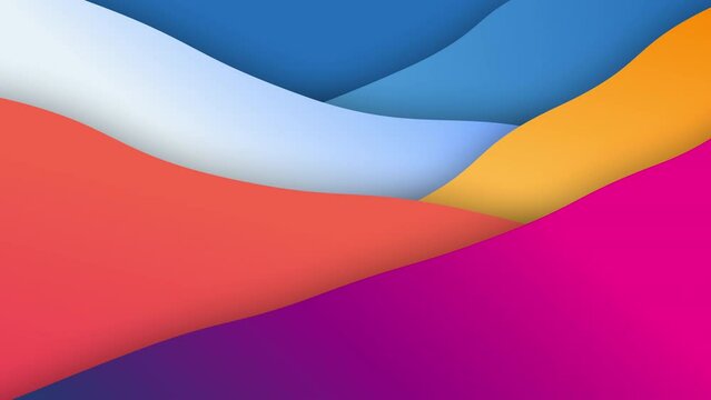 Live wallpaper animation from wavy shapes filled colorful gradient, 4K abstract animated background