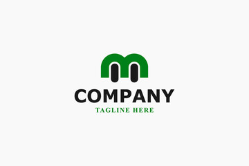 letter m and frog eyes logo