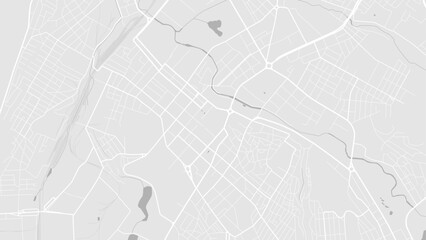 White and light grey Simferopol City area vector background map, roads and water cartography illustration.