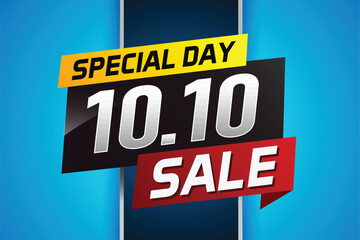 10.10 Special day sale word concept vector illustration with ribbon and 3d style for use landing page, template, ui, web, mobile app, poster, banner, flyer, background, gift card, coupon


