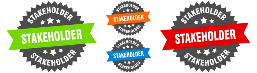stakeholder sign. round ribbon label set. Seal