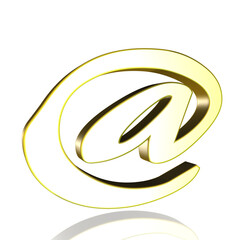 At-Symbol in Gelb, Gold auf weißem Hintergrund als 3D Illustration, 3D Rendering - 768627846
