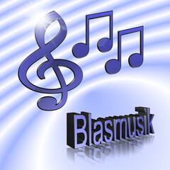 "Blasmusik" - Wort, Schriftzug bzw. Text als 3D Illustration, 3D Rendering, Computergrafik