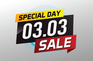 3.3 Special day sale word concept vector illustration with ribbon and 3d style for use landing page, template, ui, web, mobile app, poster, banner, flyer, background, gift card, coupon

