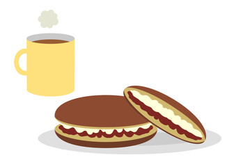 どら焼きとコーヒーのイラスト
