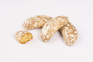 Russian specialty food bald biscuits on white background