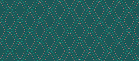 Geometric fabric abstract seamless pattern on green background. geometric abstract complex with compounds. for vector fashion geometric fabric design. carpet, wallpaper, clothing, wrapping, fabric.