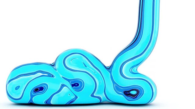 viscous liquid substance like a toothpaste or gel flowing into buttle, 3D closeup animated template