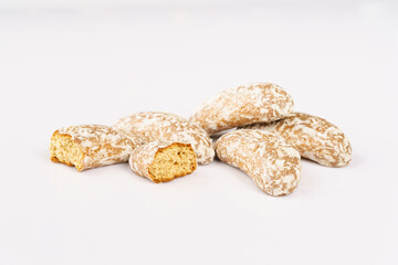 Russian specialty food bald biscuits on white background