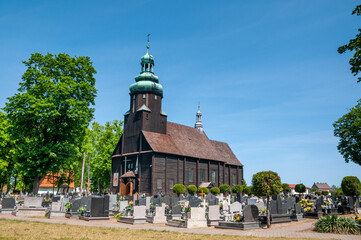 Fototapeta premium Wooden Church of St. Barbara in Odolanów, Greater Poland Voivodeship, Poland