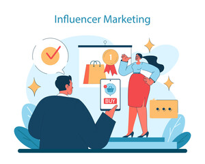 Influencer Marketing concept illustration. Showcases the power of social media
