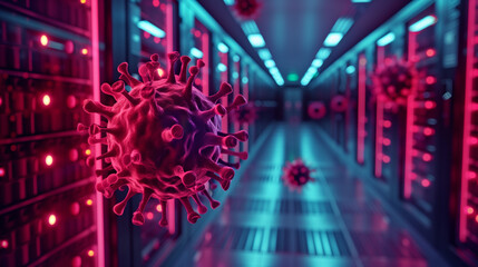 Obraz premium server computer virus and malware, cybersecurity concept