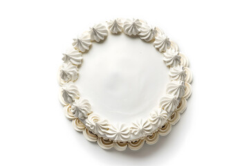 Obraz premium Cake with white whipped cream top view isolated on white background mock up