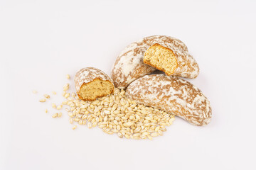 Russian specialty food bald biscuits on white background