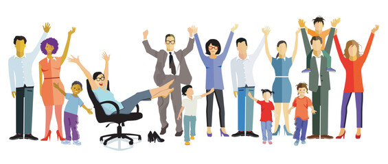 Freude, in der Familien Gruppe, illustration 