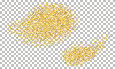 Sparkling gold glitter dust splash isolated on transparent background.  Glowing golden stardust abstract clouds. Glowing light effect. Vector illustration