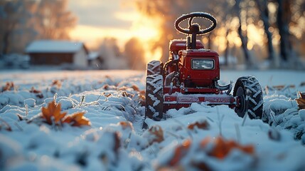 Winter lawnmower. Generative AI. - obrazy, fototapety, plakaty