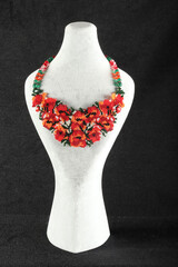 women's necklace made of colorful beads - 768637228