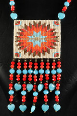 women's necklace made of colorful beads - 768637472