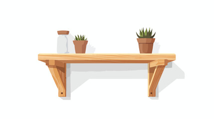 Wooden Shelf Furniture Vector Illustration flat vector