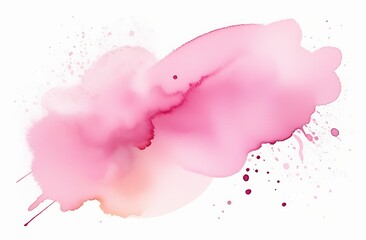 Pink splash of paint watercolor on paper. Abstract watercolor art hand paint on white background
