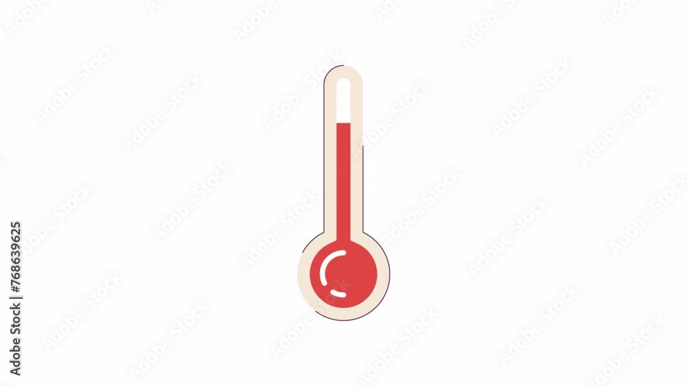 Poster thermometer with rising temperature 2d object animation. global warming flat cartoon 4k video, trans