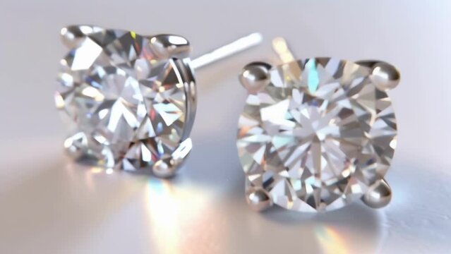 A pair of sparkling diamond stud earrings perfect for adding a touch of elegance to any special occasion outfit.