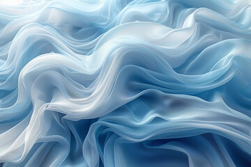 tourbillon de soie en forme de vagues bleu ciel 3D - obrazy, fototapety, plakaty