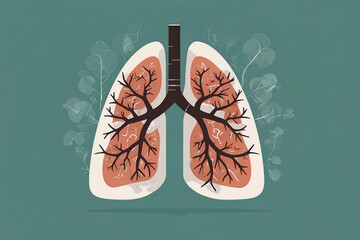 Lungs anatomy vector illustration. Human lungs in flat design.