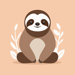 Obraz premium Sloth simple style flat cartoon illustration vector design