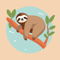 Sloth simple style flat cartoon illustration vector design