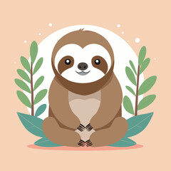 Obraz premium Cute sloth cartoon vector illustration