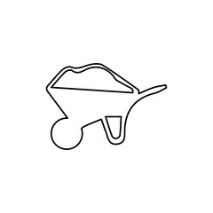 wheelbarrow icon with sand, on a white background, vector illustration