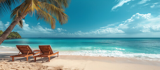 A beautiful sea beach with a blue sky and a sunny day