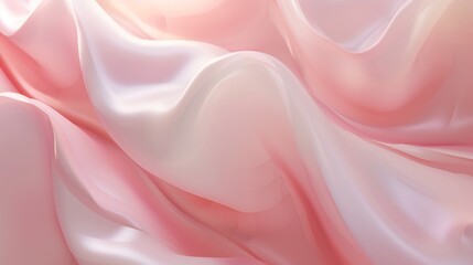 Creamy Blush Serenity: Find serenity in the gentle curves of a creamy blush wave against a calming background. - obrazy, fototapety, plakaty