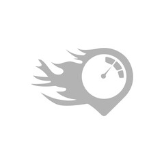 speedometer icon, flame, speed, on a white background, vector illustration