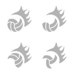 volleyball ball icon, flame, on a white background, vector illustration