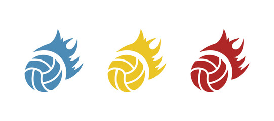 Obraz premium volleyball ball icon, flame, on a white background, vector illustration