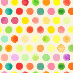 Seamless pattern with multicolored circles polka dot on a white background. Vector. Modern abstract design for cover, fabric, paper.