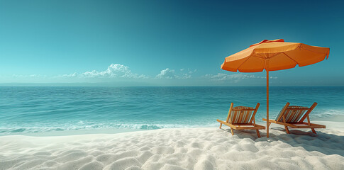 A beautiful sea beach with a blue sky and a sunny day