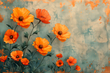 Yellow flowers and marigold buds for a postcard.