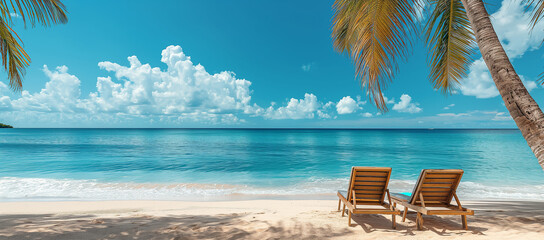 A beautiful sea beach with a blue sky and a sunny day