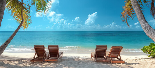 A beautiful sea beach with a blue sky and a sunny day