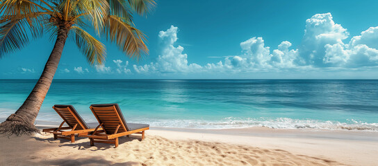 A beautiful sea beach with a blue sky and a sunny day