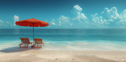 A beautiful sea beach with a blue sky and a sunny day