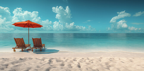 A beautiful sea beach with a blue sky and a sunny day