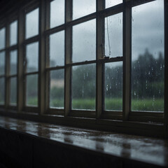 暗く、圧迫感さえ感じるような鈍色の大空。激しい雨が教室の窓ガラスを叩く。