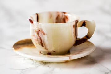 Single Coffee Cup with Brown Marble Pattern, Perfect for a Personalized Coffee Experience