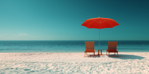 A beautiful sea beach with a blue sky and a sunny day
